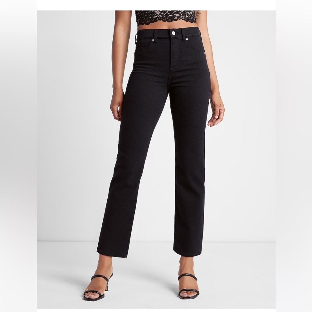 Express NWOT High Waisted Black Straight Ankle Pants